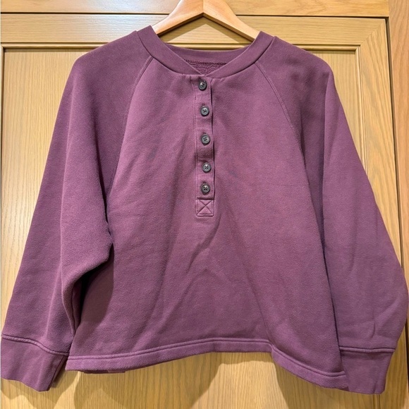 Madewell Cotton Blend Boxy Henley Sweatshirt Lounge / Medium - Picture 1 of 11